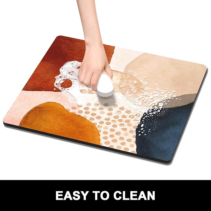Rnivvi Dish Drying Mat for Kitchen Counter, 16 x 18" Cute Boho Theme Absorbent - Image 6