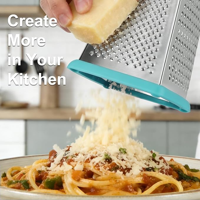 Ourokhome Cheese Grater with Handle, Stainless Steel Box Grater, 4 Side Kitchen - Image 7