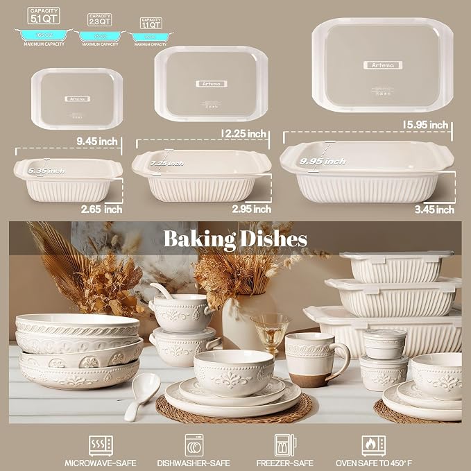 Artena Casserole Dishes For Oven, Ceramic Baking Dish, Large Lasagna Pan - Image 7