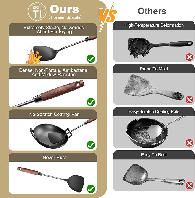 Titanium Spatula Set of 3 for Kitchen, Kitchen Utensil Set Pure Titanium - Image 5