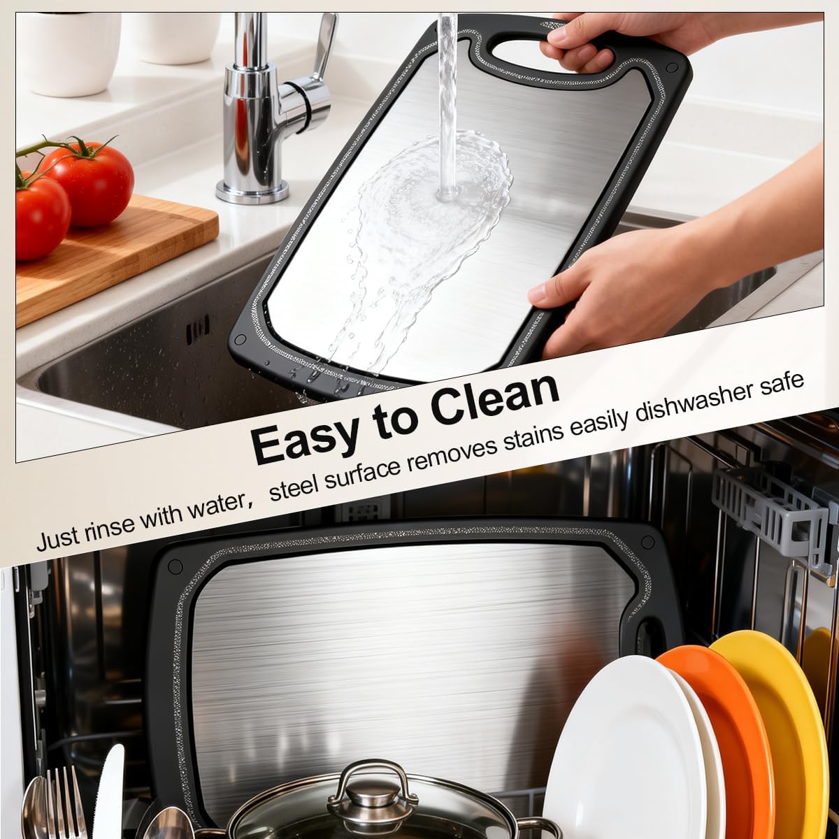 Viretang Small Stainless Steel Cutting Board,Dishwasher safe,Grinding