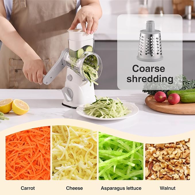 Rotary Cheese Grater Hand Crank, Kitchen Mandolin Vegetable Cheese Shredder - Image 4