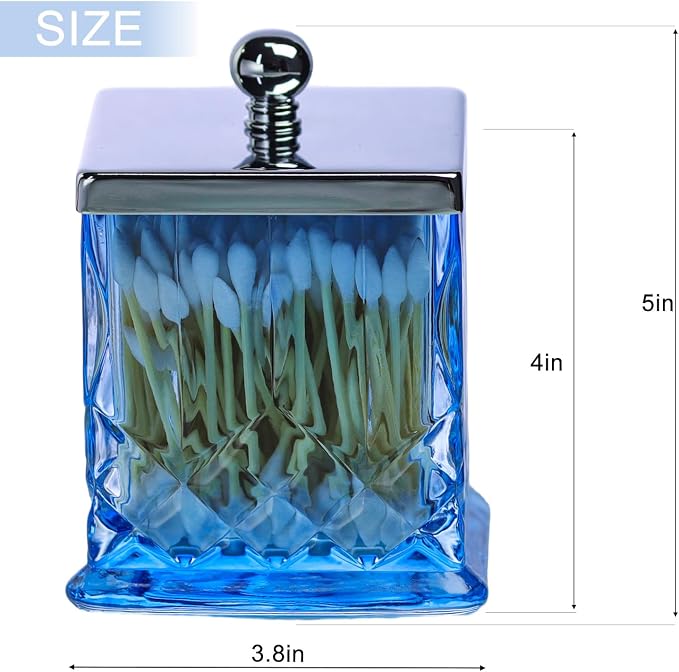 Qtip Holder, 15Oz Blue Glass Apothecary Jars - Image 6