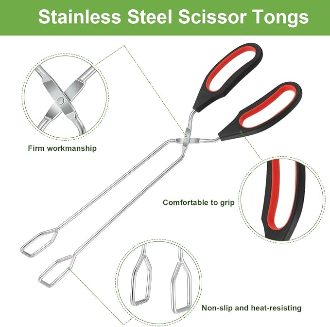 Boao 3 Pack Stainless Steel Scissor Cooking Tongs Kitchen Wire Metal Tongs - Image 4