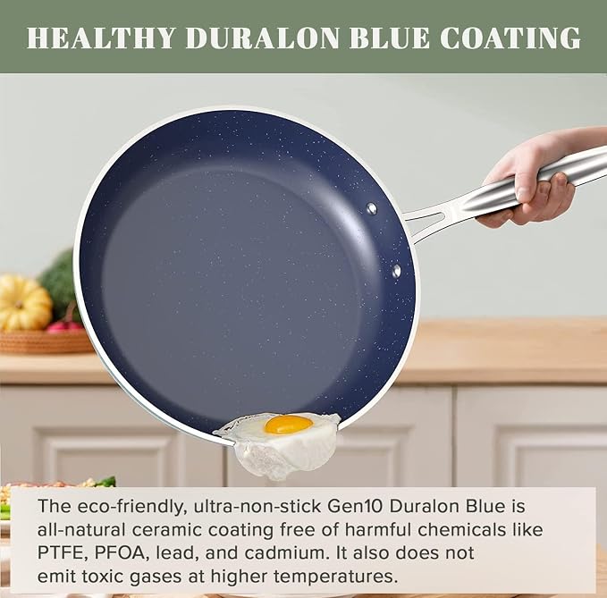 Nuwave 7pc Cookware Set Healthy Duralon Blue Ceramic Nonstick Coated, Diamond - Image 7