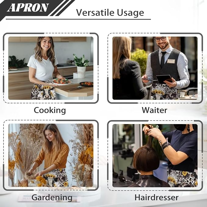 Server Apron with 3 Pockets, Waterproof Oil Waitress Waiter Half Apron - Image 5