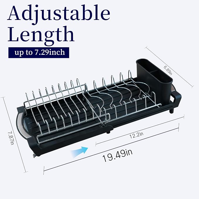 Dish Drying Rack Compact Expandable Double-Decker: Stainless, Rust-Proof - Image 2