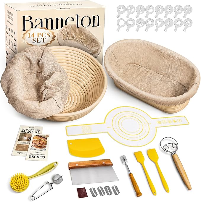 Sourdough Starter Kit, Banneton Bread Proofing Baskets Set, Sourdough Bread by BavifyBaking