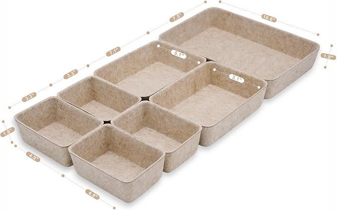 Welaxy Office Drawer organizers felt storage bins Shallow Small Desk trays Draw - Image 7