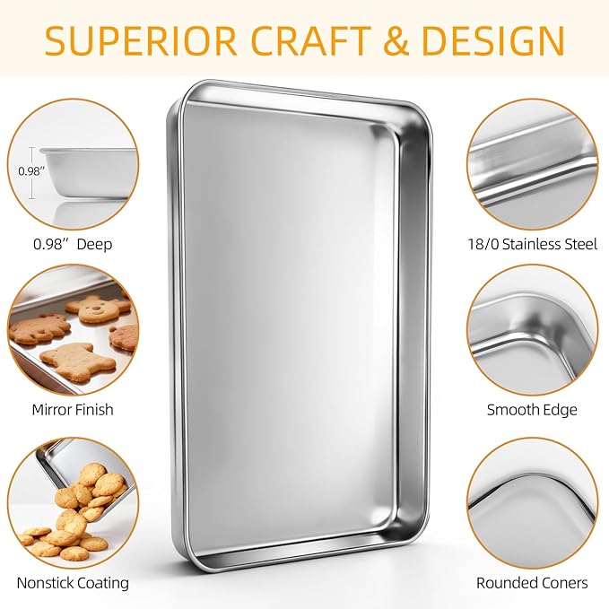CEKEE Baking Sheet Set of 4, Stainless Steel Cookie Sheets - Image 4