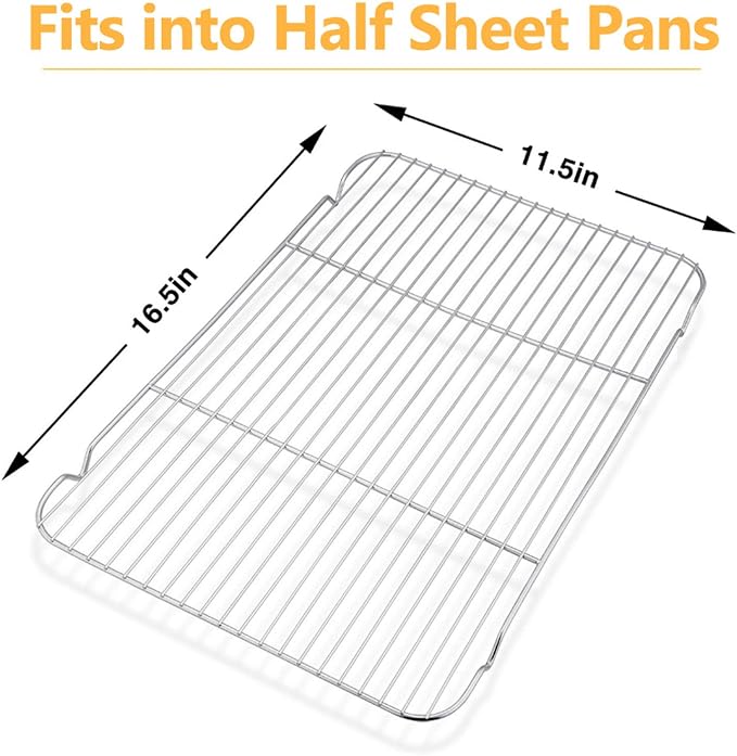 Baking Cooling Rack Set of 2, E-far 16.5"x11.5" Stainless Steel Metal Roasting - Image 2