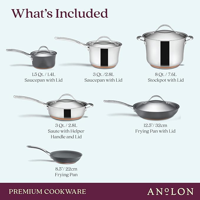 Anolon Stainless Steel & Hard Anodized Aluminum, Cookware Set - Image 2