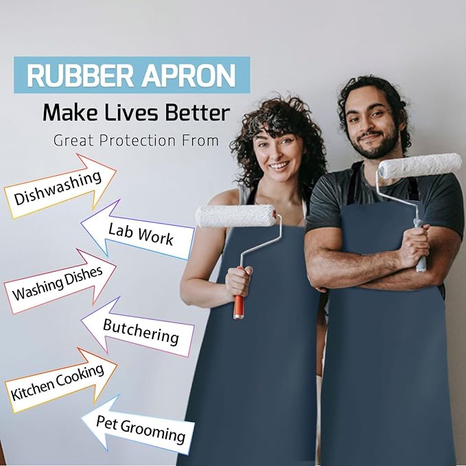 Homsolver 2 Pack Waterproof Rubber Aprons, Heavy Duty Butcher - Image 7