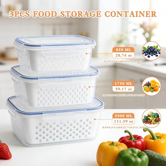 4 in 1 Food Storage Container, Fruit Storage Containers - Image 3