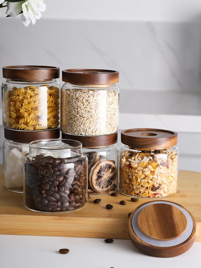 Kanwone Glass Storage Jars Set of 6, 17 Ounce Airtight Food Storage Containers - Image 3