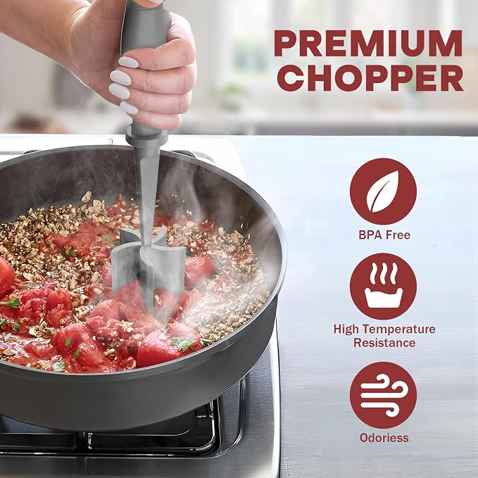 2 Pcs Meat Chopper, Hamburger Grinder, Premium Heat Resistant Smasher - Image 5