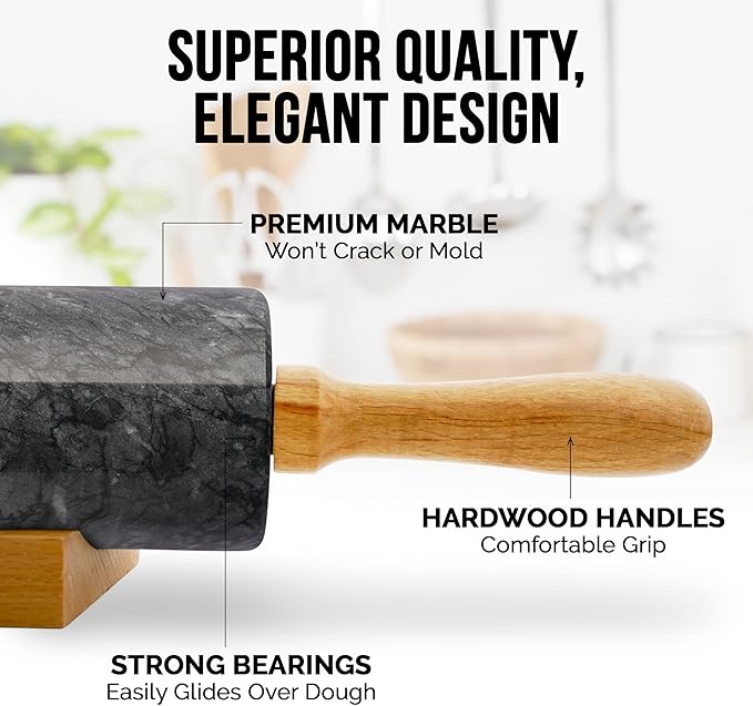 Zulay Kitchen 17-Inch Marble Rolling Pin - Image 3