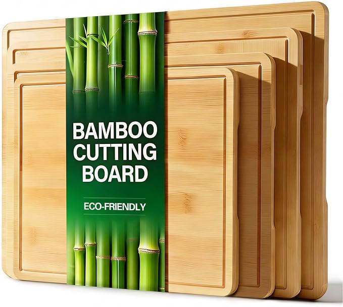 Zarler Bamboo Cutting Boards for Kitchen, 4 Piece Durable Wood Cutting Board by ZarlerOfficial