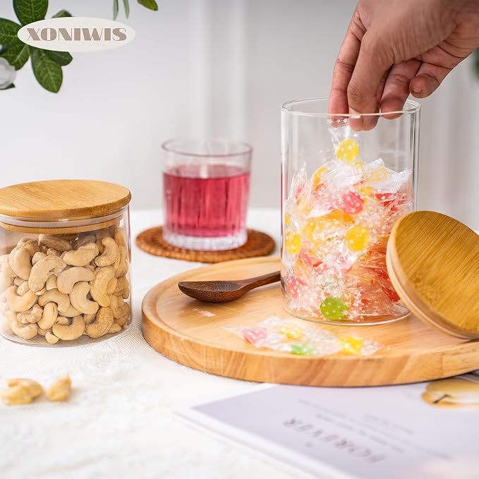 20oz 6PCS Round Airtight Glass Food Storage Jars, Stackable Spice Jar, Small - Image 8