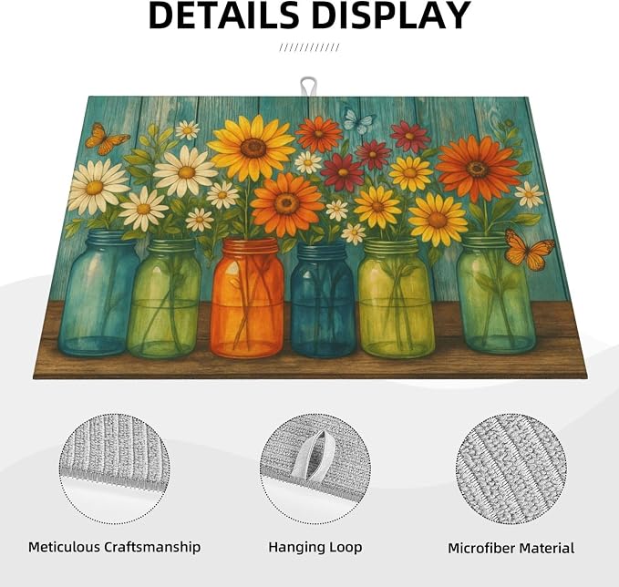 Rustic Vintage Flower Dish Drying Mats - Image 4