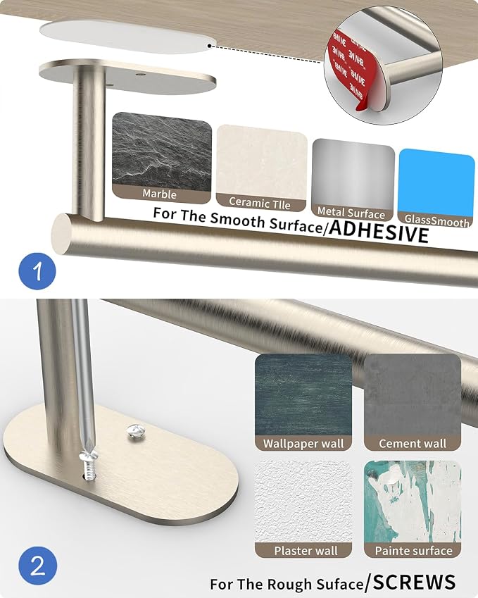Paper Towel Holder Under Cabinet, Self Adhesive or Wall Mounted SUS304 - Image 6