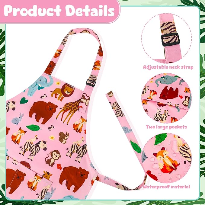 2 Pack Kids Apron, Cute Cooking Aprons, Waterproof Art Apron - Image 3