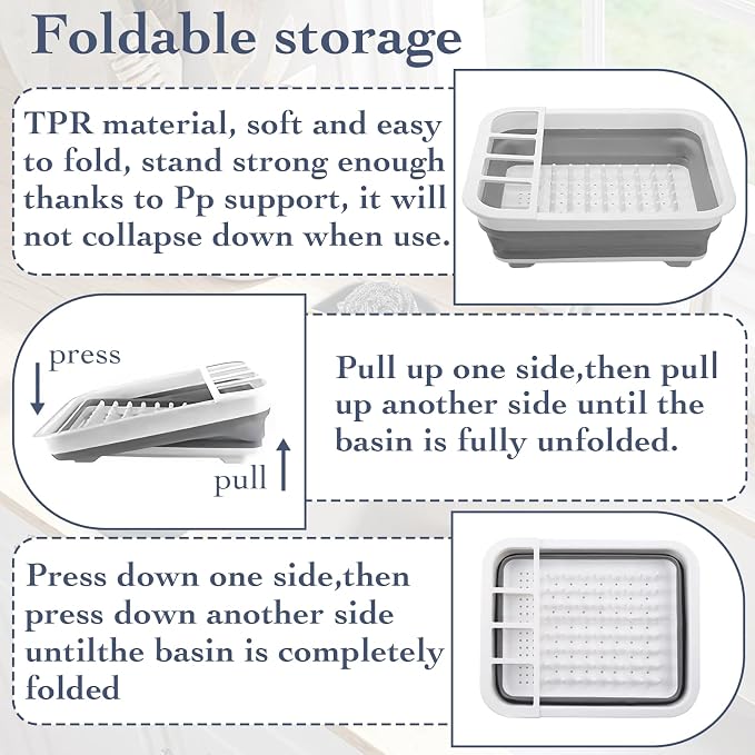 Collapsible Bowls, and Dishes Drainer, Portable Space-Saving Dish Rack - Image 5