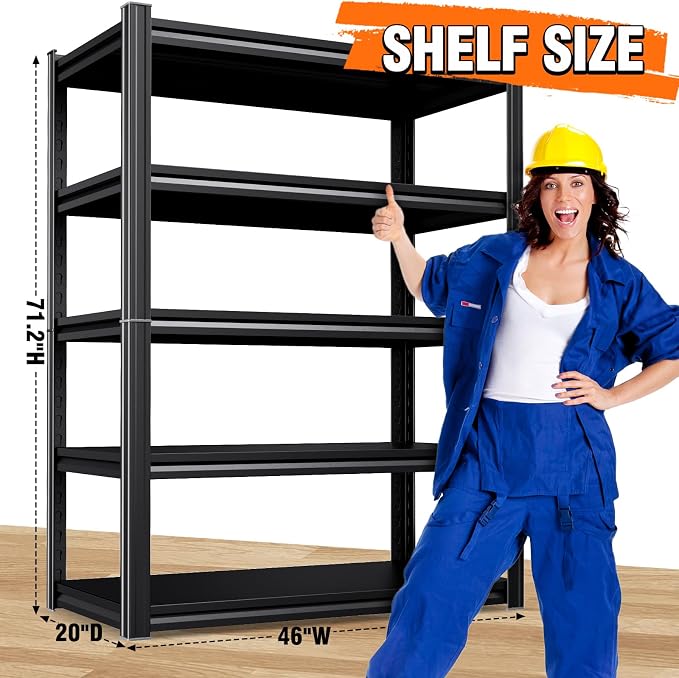 Garage Shelving-2050 lbs 5 Tier Storage Shelves, Adjustable Heavy Duty Metal - Image 3