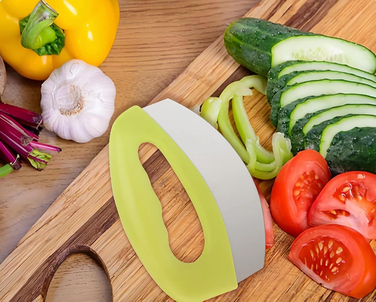 Mezzaluna Mincing Chopper Easy Grip Pizza Cutter and Salad Chopper