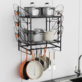 VyGrow 17 Inch Pot Rack Wall Mounted, 2 Tier Pots and Pans Organizer by VyGrow