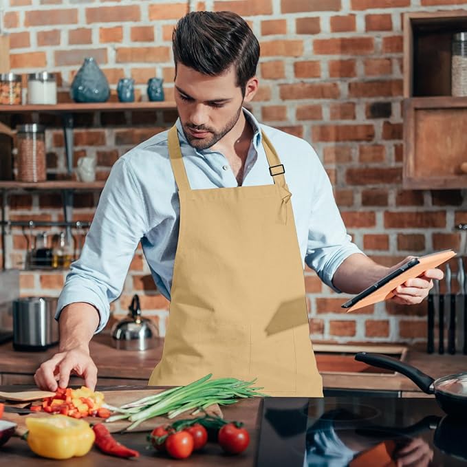 15 Pcs Adult Aprons Bulk with Pockets Adjustable Bib Chef Apron - Image 7