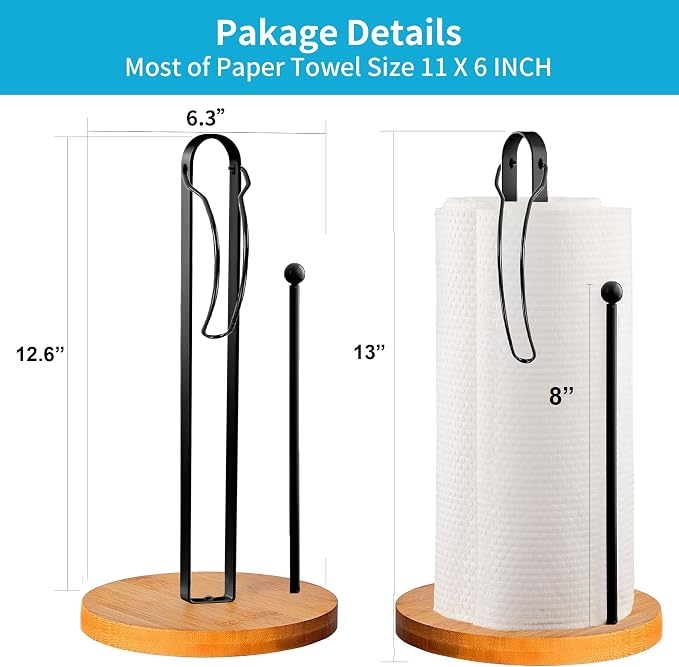 Wood Paper Towel Holder Countertop, TONLEA Kitchen Paper Towel Holder - Image 2