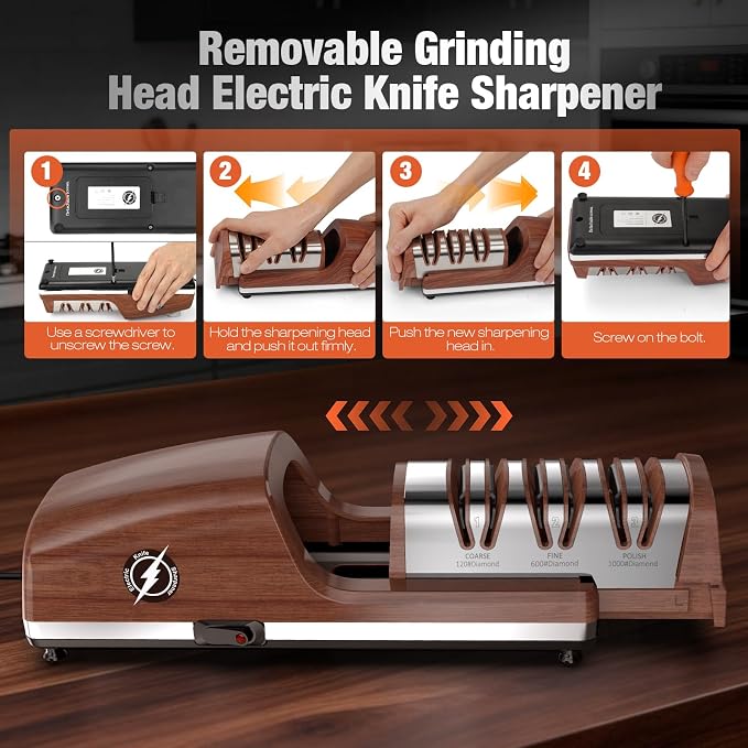 Replaceable Sharpener Electric Knife Sharpener, 3-Stage - Image 3