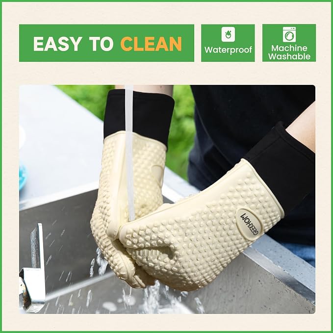 GEEKHOM BBQ Gloves Heat Resistant Oven Mitts - Image 3