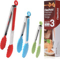 Pack of 3 Stainless Steel Kitchen Tongs by FlexiHold