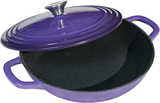 Flavehc Braiser Enameled Cast Iron Braiser 2.25 qt Braiser Pan - Image 2