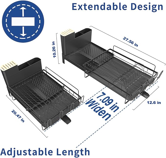 Runnatal Dish Drying Rack Extendable, Large Dish Rack - Image 2