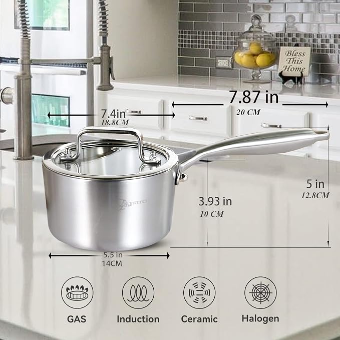 LOLYKITCH Tri-Ply Stainless Steel 2.5 QT Saucepan - Image 4