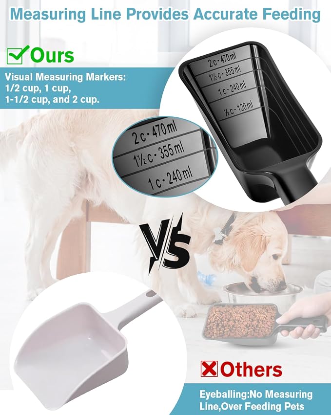 2 Cup Dog Food Scoop, Plastic Pet Food Scoop - Image 3