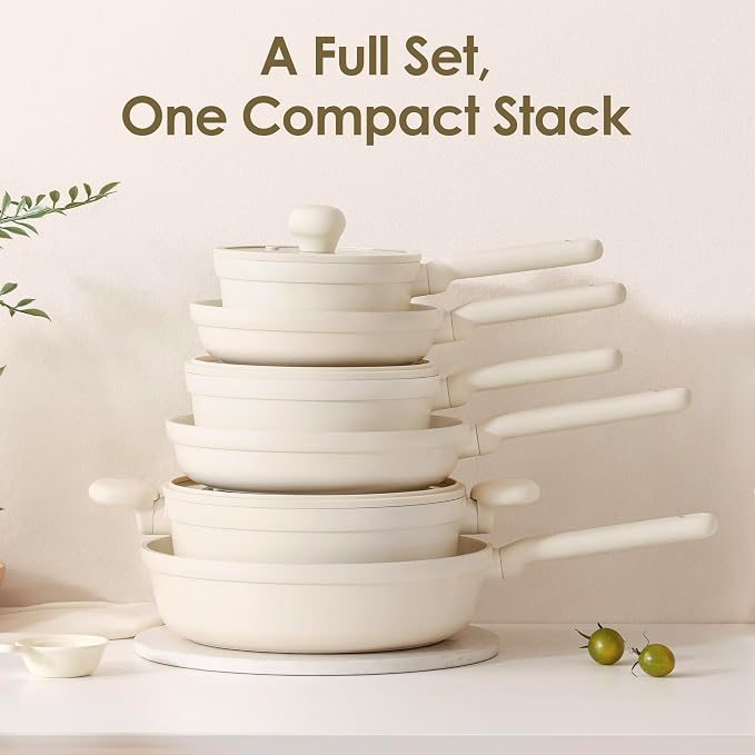 SENSARTE Ceramic Nonstick Pots and Pans Set 17pcs, Healthy Induction Cookware - Image 9