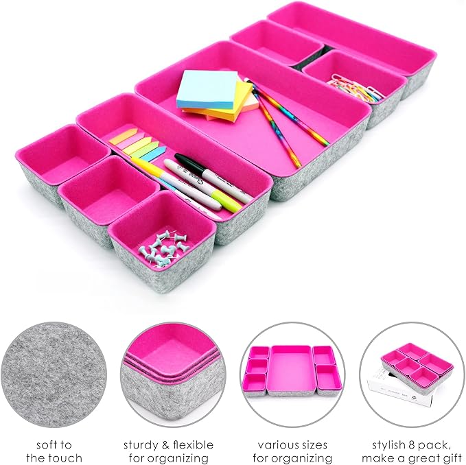 Welaxy Desk Drawer Organizer Tray Set, 8-Piece Office Drawer Organizers - Image 4