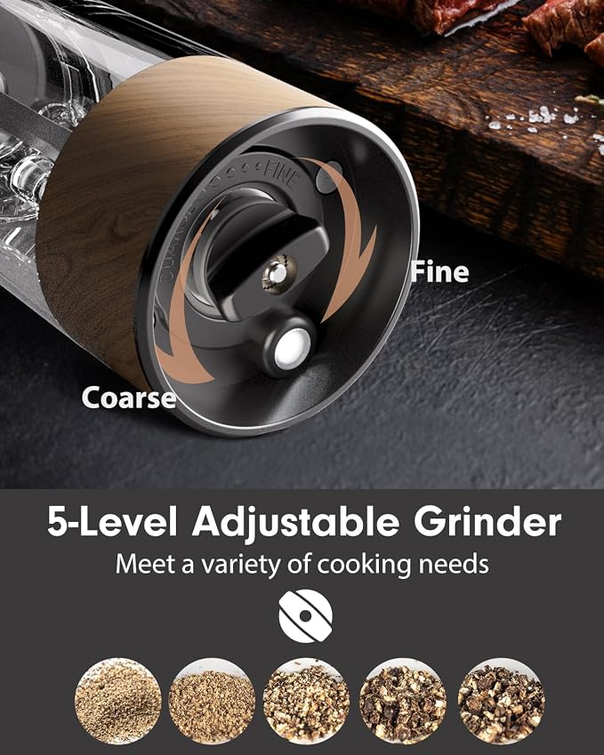 TOMEEM Upgraded Larger Capacity Electric Salt and Pepper Grinder Set - Image 4