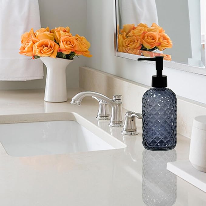 Glass Dish Soap Dispenser for Kitchen, 13.5oz Refillable Liquid Hand Soap - Image 4