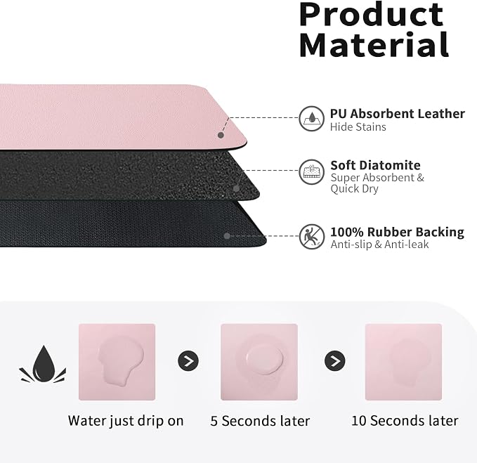 HotLive Dish Drying Mat for Kitchen Counter, Heat Resistant Drainer Mats - Image 2