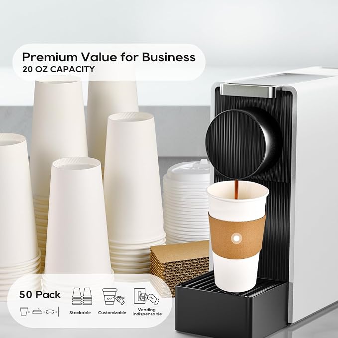 JOLLY PARTY 20 oz Paper Coffee Cups, Disposable Paper Coffee Cup - Image 4