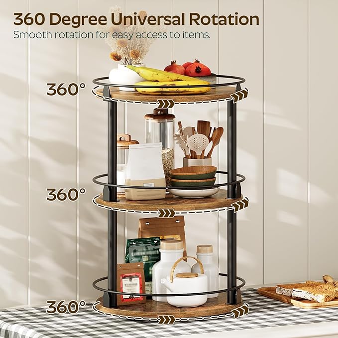 YATINEY 3-Tier Lazy Susan Organizer, Rotating Spice Rack, Spinning Organizer - Image 2