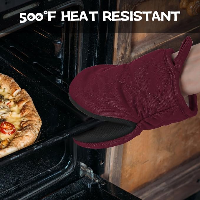 Oven Mitts and Pot Holders Set, Heat Resistant Silicone Kitchen Mini Oven - Image 5
