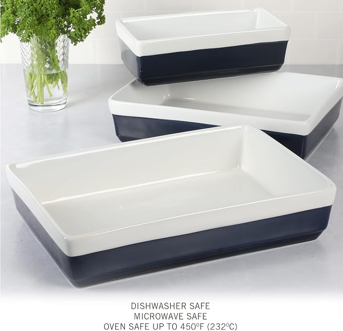 MARTHA STEWART 3-Piece Oven to Table Stoneware Bakeware Set – Baking Dish & - Image 5