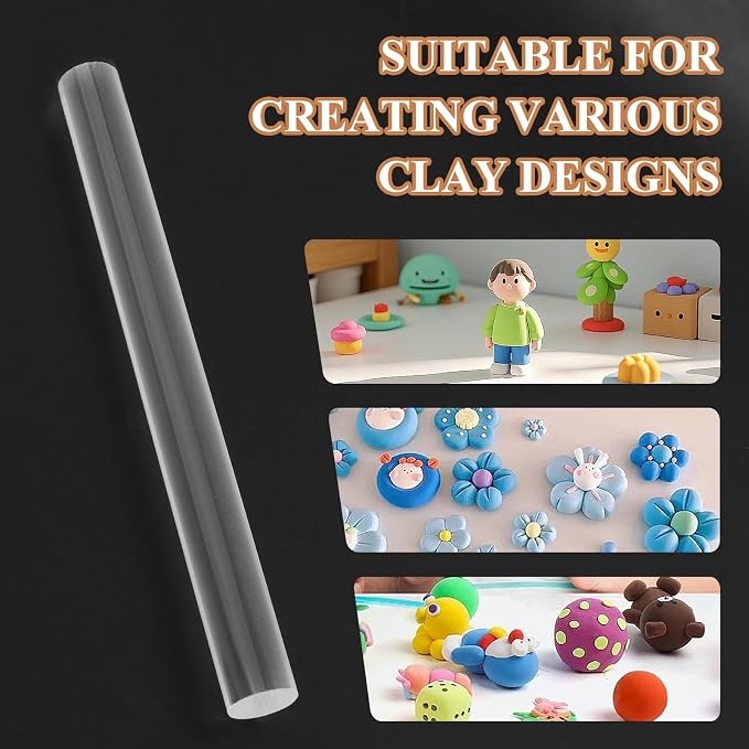 20 Pcs Acrylic Clay Roller, 6.5 Inch Round Tube Roller Pin Plastic Rolling Pin - Image 6