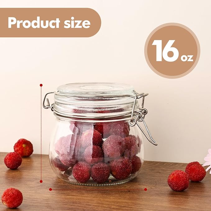 Liuruiyu 16oz - 6 Pack Round Glass Jars - Image 6